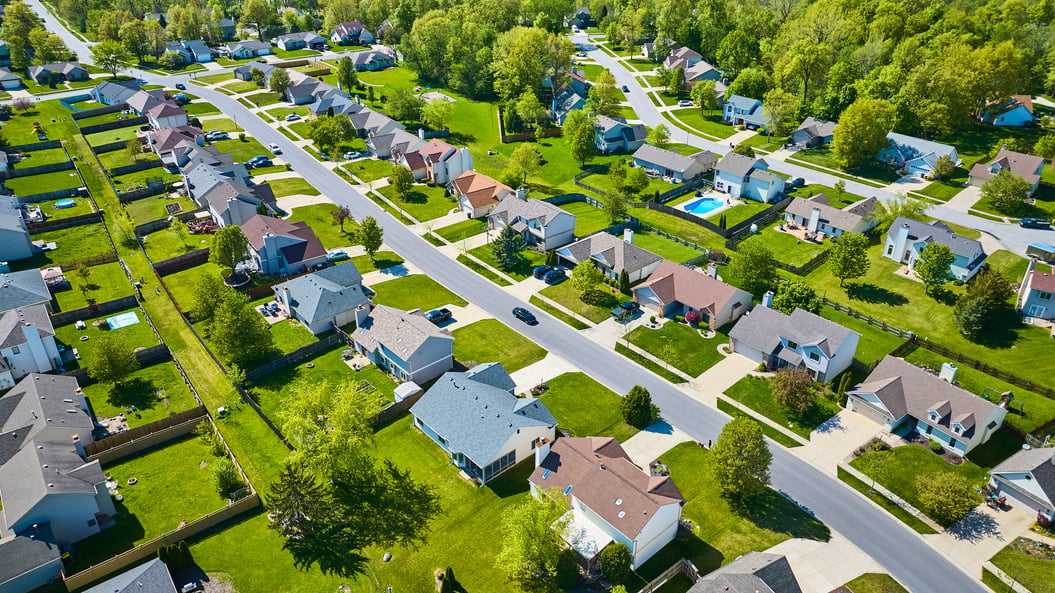 Pristine Rows of Houses in White Collar Suburban Neighborhood Ae